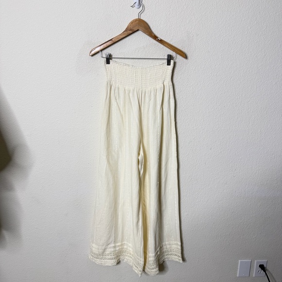Free People Nikki Crochet Wide Leg Ivory Cream Pants Womens Size XS - Picture 2 of 7